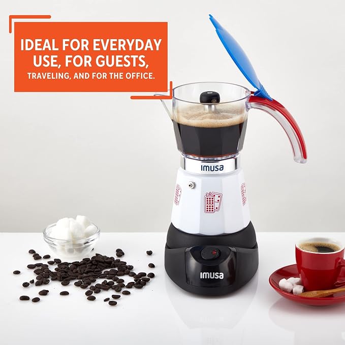 Imusa Special Edition Electric Cuba/Domino themed Espresso Maker, 3 or 6 Cups, White, Red, Blue | Brews 3 or 6 Cups, Ideal for Entertaining and Office - Image 8