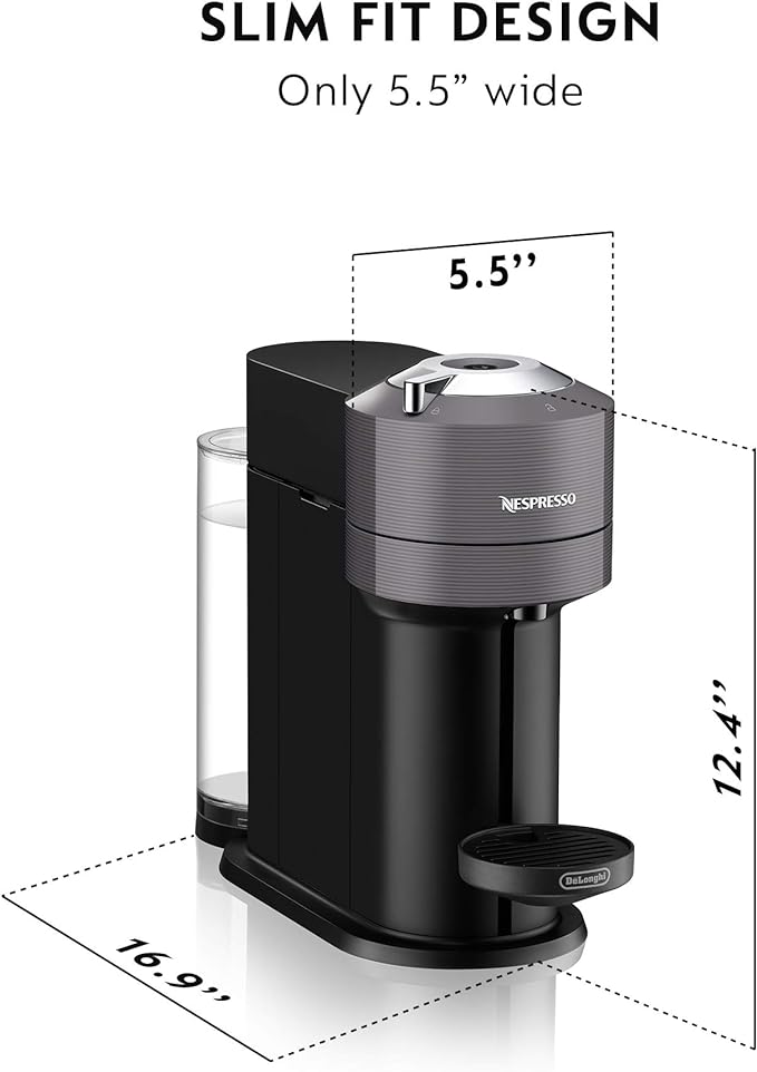 Nespresso Vertuo Next Coffee and Espresso Machine by De'Longhi with Milk Frother, 8 ounces, Dark Grey - Image 2