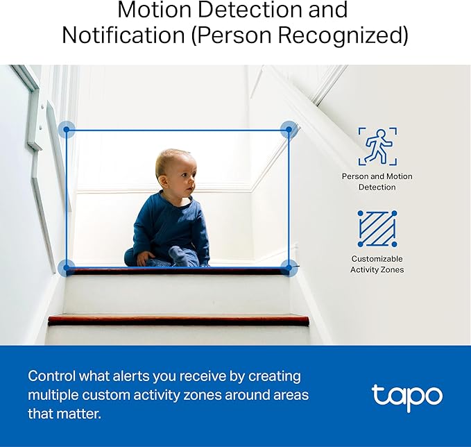 Tapo 1080P Indoor Wired Security Camera - Works as a Baby Monitor & Pet Camera, Motion Detection, 2-Way Audio, Siren, Night Vision, Subscription-Free Local Storage or Optional Cloud, C101(4-Pack) - Image 6