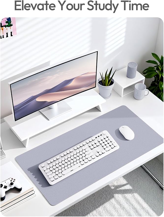 YSAGi Leather Desk Pad Protector, Office Desk Mat, Large Mouse Pad, Non-Slip PU Leather Desk Blotter, Laptop Desk Pad, Waterproof Desk Writing Pad for Office and Home (Soft Lavender, 31.5" x 15.8") - Image 6