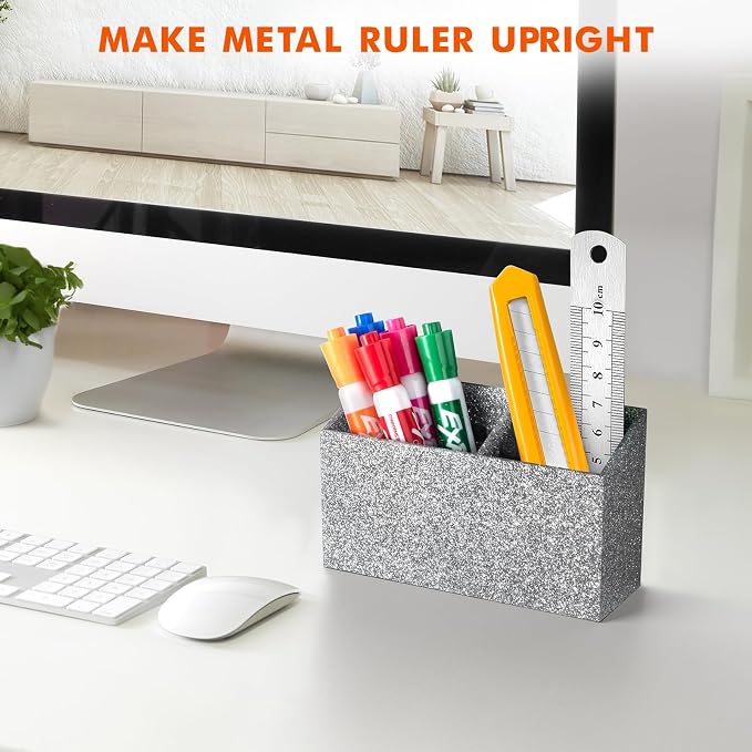 BEYGORM Magnetic Dry Erase Marker Holder for Whiteboard & Refrigerator | Non-slip Acrylic Pen Holder for Classroom, Fridge Magnet, Locker Organizer Accessories, Teacher & School Supplies(Silver) - Image 7