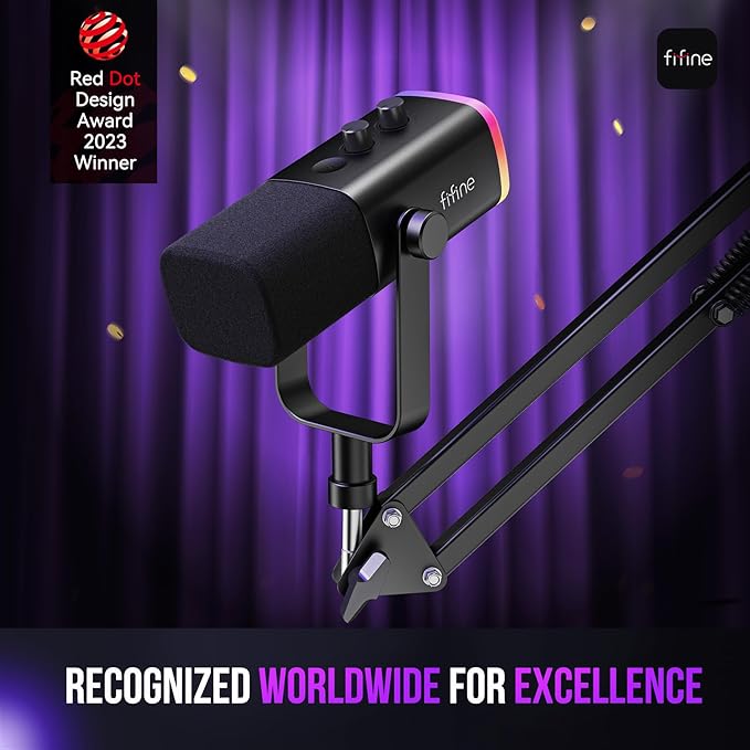 FIFINE AmpliGame AM8T XLR/USB Gaming Microphone Set, Dynamic PC Mic | Streaming RGB Mic Kit with Boom Arm Stand, Mute Button, Headphones Jack, for Podcasting Recording Vocal Voice-Over - Image 2