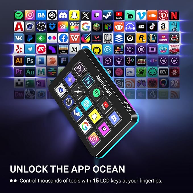 FIFINE AmpliGame Stream Controller with 15 Macro Keys, Streaming Keyboard with Trigger Actions in OBS/Twitch/YouTube/Streamlabs, Shortcut Buttons Keypad Works with Mac and PC-D6 - Image 3