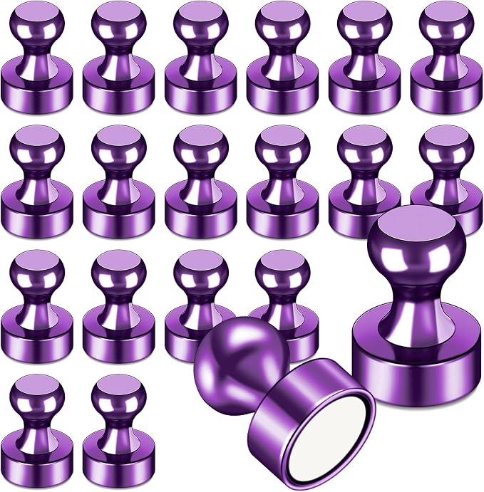 LOVIMAG Fridge Magnets 20Pcs, Magnet for Refrigerator Whiteboard, Purple | Small Strong Neodymium Metal Cute Push Pin for Classroom, Kitchen, Accessories Decorative, Office, Calendar by LOVIMAG