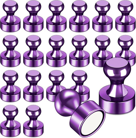 LOVIMAG Fridge Magnets 20Pcs, Magnet for Refrigerator Whiteboard, Purple | Small Strong Neodymium Metal Cute Push Pin for Classroom, Kitchen, Accessories Decorative, Office, Calendar by LOVIMAG