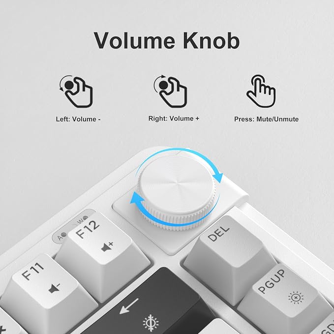 MageGee 80% Gaming Keyboard, RGB Backlit Wired Mechanical Feel Keyboard with Volume Knob, 80 Keys Compact USB Keyboard, 19-Key Rollover, Multimedia Keys for PC, Computer, Laptop, Windows - Image 3