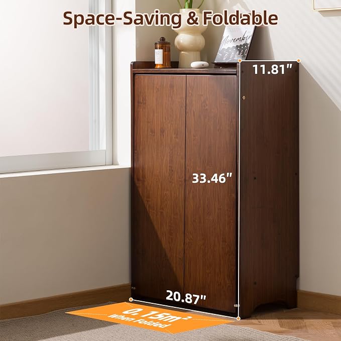 Bamboo Folding Desk with Storage, Foldable Desk for Small Spaces, Brown | Space-Saving Computer Desk with Storage, Compact Size, Writing Study Table for Home Office, Bedroom, Dorm, Apartment - Image 3