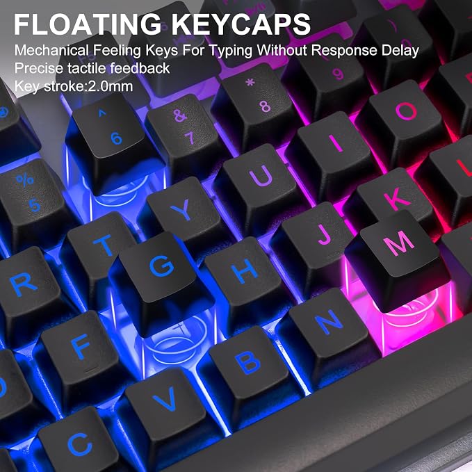 CHONCHOW Gaming Keyboard and Mouse Combo RGB LED Backlit USB Wired Key Board 3200dpi Mice Mechanical Feel Compatible with Xbox one ps5 Windows Laptop Computer(Grey-Black) - Image 6