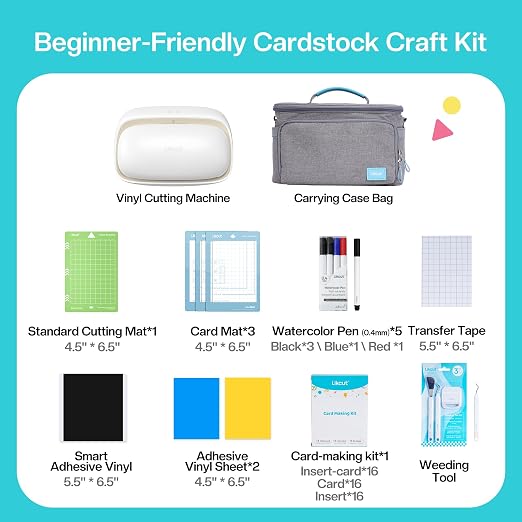 Likcut Vinyl Cutter Machine Cardstock Creator Bundle, Smart Compact Sticker Maker with Carrying Case & Accessories, Beige - Image 2