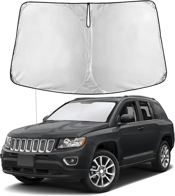 EcoNour Windshield Sunshade Compatible for Jeep Compass 2007-2014 2015 2016, Sun Visor for Front Windshield & Window Sun Shade Cover, UV Heat Blocker & Protector, Car Accessories by EcoNour