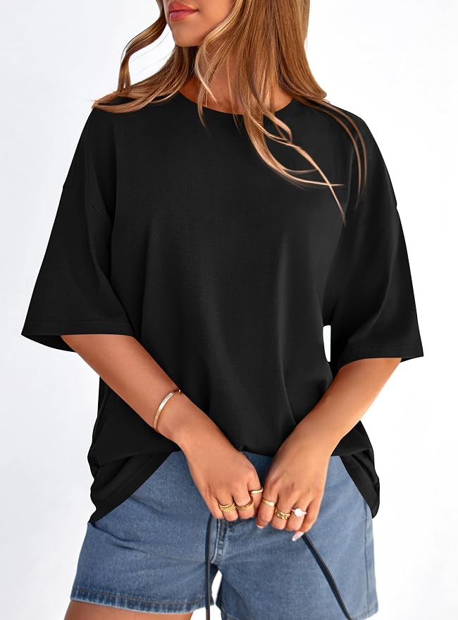 PRETTYGARDEN Womens 2026 Spring Going Out Tops Casual Short Sleeve Crewneck Loose Fit Basic Oversized T Shirts Summer Outfits - Image 3