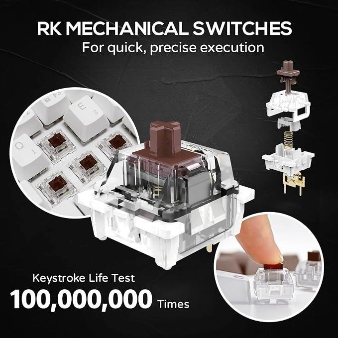 RK ROYAL KLUDGE RK61 Wireless Mechanical Keyboard with Coiled Cable, Black | 60% RGB Gaming Keyboard with Bluetooth/2.4G/Wired, Hot Swappable 61 Keys Ultra-Compact for Win/Mac/PC Game, Linear Red Switch - Image 9