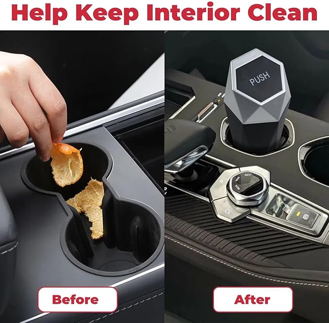 BFXM Car Trash Can, 2 Pack Car Trash Bin with Lid, Car Accessories for Women Interior, Car Garbage Can with Additional 2 ABS Hooks and 60pcs Trash Bags, Suitable for Home, Office, Car Organizer, Black - Image 3