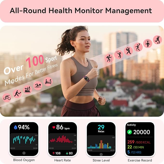 Smart Watch for Women Men, Smartwatch for iPhone & Android Bluetooth (Answer/Call) Built-in Alexa, 1.91" HD Fitness Tracker with 105+ Sport Modes, IP68 Waterproof, Sleep/Heart Rate/SpO2/Stress Monitor - Image 3