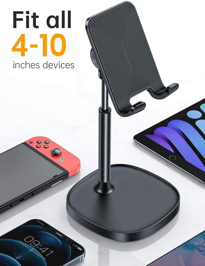 LISEN Cell Phone Stand Phone Holder for Desk, Gaming for Nintendo Switch | Office Desk Accessories for Women, iPhone Stand, Gadgets for Men Gifts, Office Decor, OtterBox Case, Switch, iPad, 4-10 in - Image 2