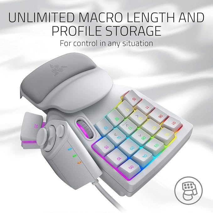 Razer Tartarus Pro Gaming Keypad: Analog-Optical Key Switches - Rapid Trigger - Adjustable Actuation - 32 Programmable Keys - Customizable Macros - Chroma RGB Lighting - Mercury White | Rapid Trigger, Adjustable Actuation, 32 Programmable Keys, Customi... - Image 6
