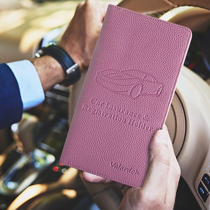 Valardoh Premium Car Registration and Insurance Card Holder, Car Document Holder for Cards, Driver License & other Essential Documents (Purple) - Image 6