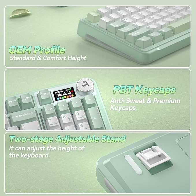 SOLAKAKA A99 Pro Wireless Mechanical Keyboard with BT5.0/2.4GHz/USB-C, LCD Screen & Metal Knob, Gasket-Mounted Gaming Keyboard, Full Hot-Swappable, RGB Creamy Keyboard for Win/Mac - Image 9