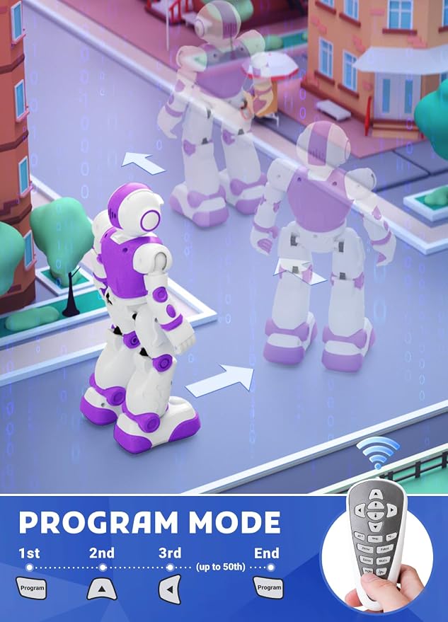 Robot Toys for Kids,Programmable Remote Control Smart Walking Dancing Robot Toy with Gesture & Sensing for Age 4 5 6 7 8 9 10 Year Old Boys Girls for Birthday Present,Purple - Image 6