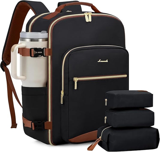 LOVEVOOK 40L Travel Backpack for Women & Men, Airline Approved Carry On Luggage with 3 Packing Cubes, TSA Overnight Bags, Waterproof Personal Item Bag, Weekender Essentials Backpacks fits 17" Laptop by LOVEVOOK