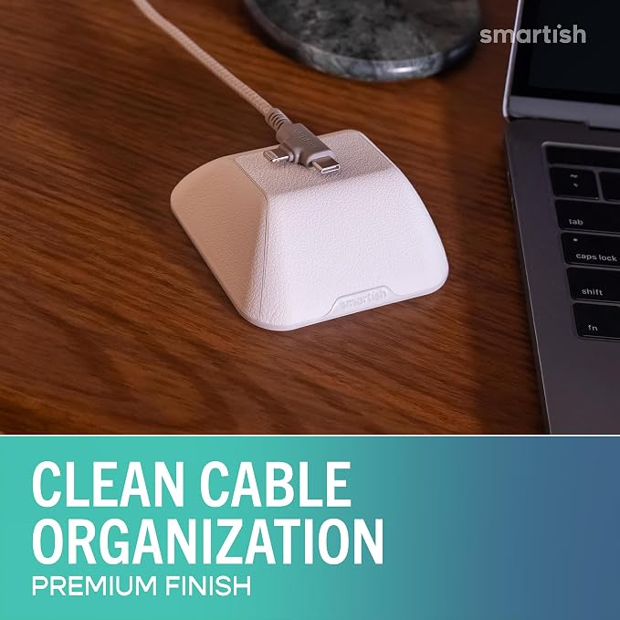 Smartish® Magnetic Cord Holder - Cable Wrangler Organizer with Magnet Clips for Charger Management on Desktop, Nightstand for USB-C + Lightning - Snow Day White - Image 2