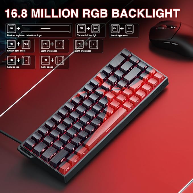 AULA WIN68 HE MAX - Hall Effect Gaming Keyboard with Magnetic Switch, Adjustable Actuation Fast Trigger Mode, 8KHz Polling Rate, RGB Backlit Wired Mechanical Gaming Keyboard 60 Percent Compact Design - Image 6