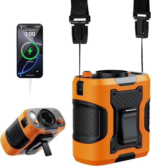 KIMMOO 5 in 1 Portable Waist Fan, 100 Speeds Powerful 13500RPM, Hands-Free Neck Fan with up to 24H Cooling, Rechargeable Personal Wearable Belt Body Shirt Fan for Camping Outdoor Jobsite, Orange by KIMMOO