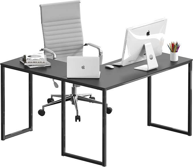 SHW Mission 48 x 48 L-Shape Home Office Computer Desk, Black | Reversible Desktop Design - Image 4