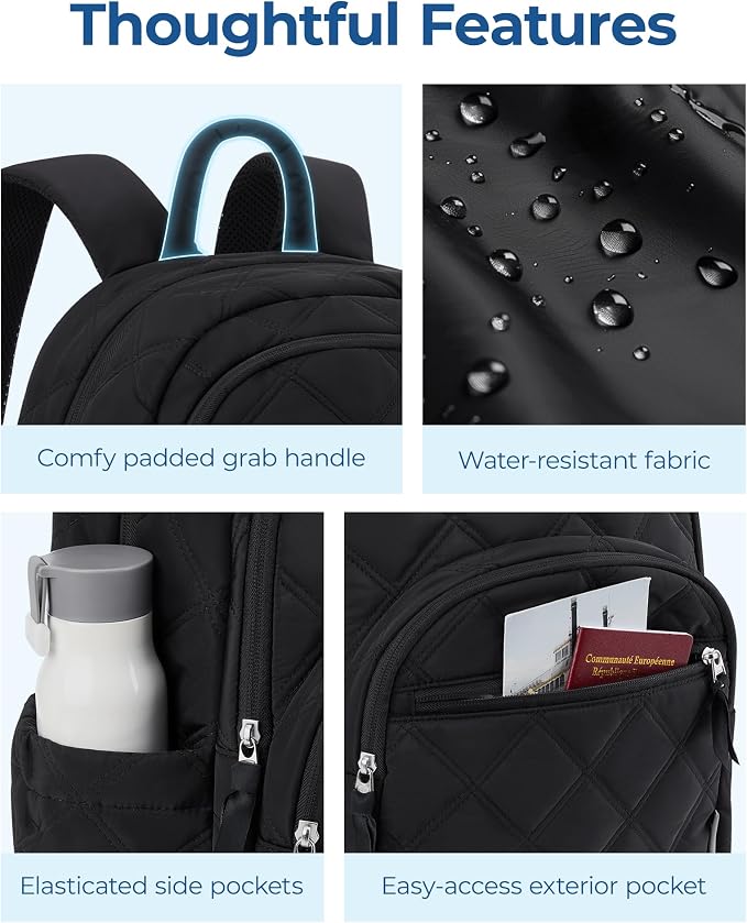 BAGSMART College Laptop Backpack,Cute Travel Backpack for Women,Quilted Computer Bookbag - Image 7