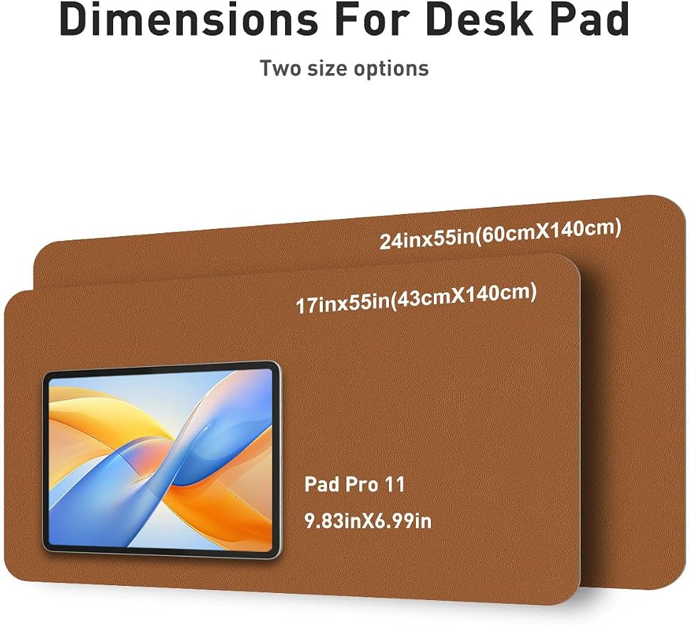Aothia Faux Leather Desk Mat - Non-Slip PU Leather Desk Blotter, Waterproof Writing Surface, Large Desk Pad for Office & Home (Brown, 55" x 24") - Image 5