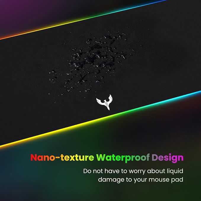 BladeHawks RGB Gaming Mouse Pad Extra Large Extended 31.5x12 Inch-Black | LED mouse pad with 14 lighting modes, covers keyboard & mouse, anti-slip rubber base, waterproof surface, USB powered - Image 4