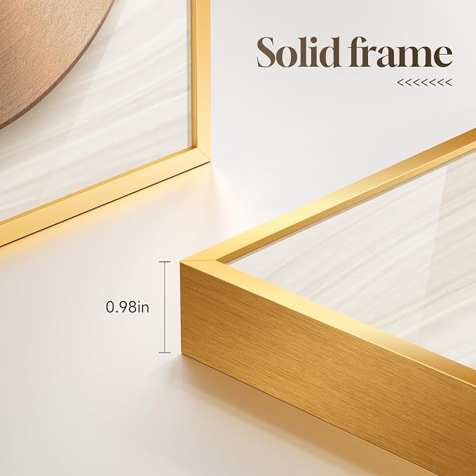 Framed Modern Luxury Gold Wall Art for Living Room, 3 Piece Bright Style Art Prints Paintings Artwork for Walls, Bronze Cirle Geometric Pictures for Dining Room Office Bedroom Hallway Wall Decor 16x24 In - Image 7