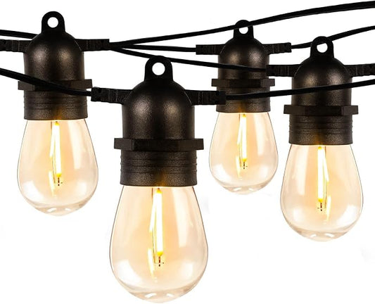 Lepro S14 Outdoor String Lights - 50ft with 15 Shatterproof LED Edison Bulbs, Waterproof Bistro Lights for Deck, Pergola, Porch, Garden, Gazebo by Lepro