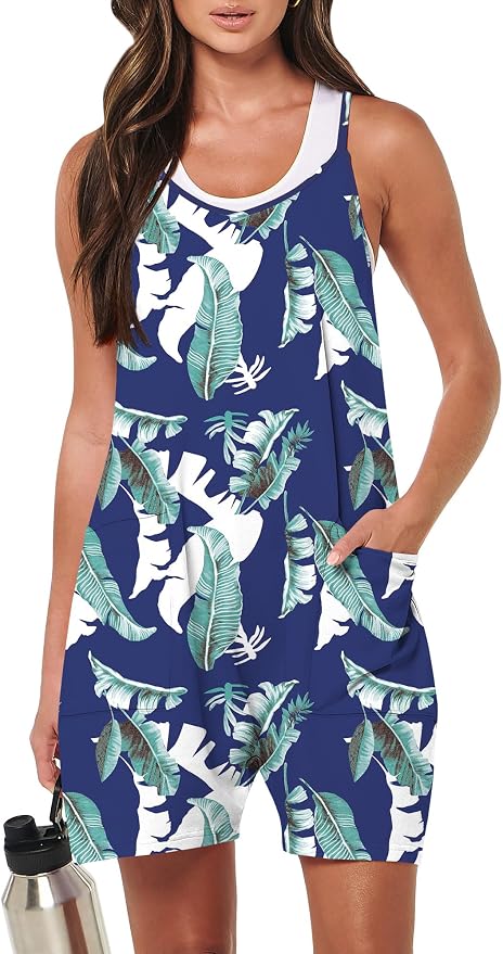 ANRABESS Womens Rompers Summer Casual Loose Sleeveless Overalls Spaghetti Strap Shorts Jumpsuit 2026 Beach Vacation Clothes by ANRABESS