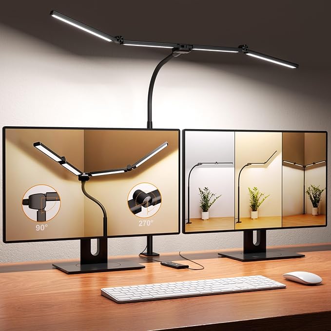 LED Desk Lamps for Home Office, Adjustable Swing Arm Desk Lamp with Clamp | Gooseneck Tall Clip on Desk Light for Sewing,Reading,Draw,Workbench,Study,Puzzle,Craft,Monitor,Architect,Computer,Task - Image 8