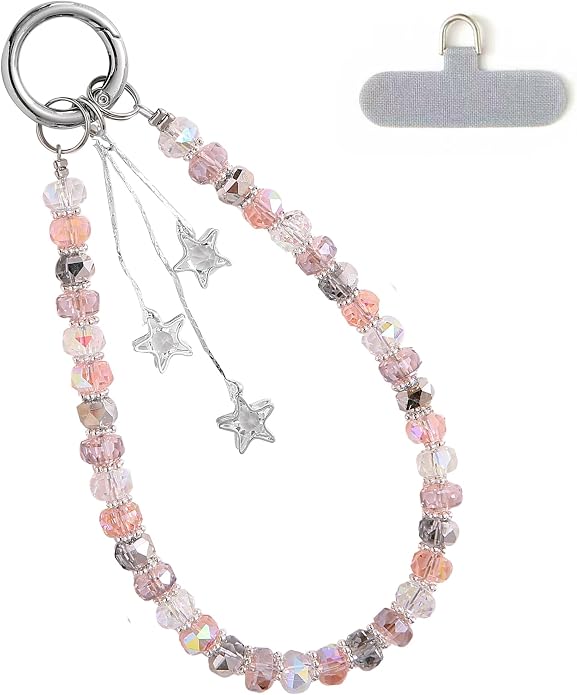 Phone Charm with Beaded Crystals, Anti-Theft Phone Strap, Hands-Free & Detachable Cellphone Lanyard, Cellphone Chain Wristlet with Tether Tab by Spetase