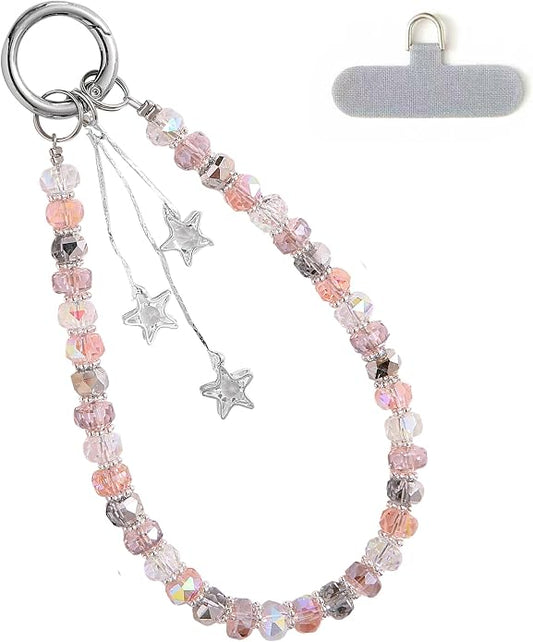 Phone Charm with Beaded Crystals, Anti-Theft Phone Strap, Hands-Free & Detachable Cellphone Lanyard, Cellphone Chain Wristlet with Tether Tab by Spetase