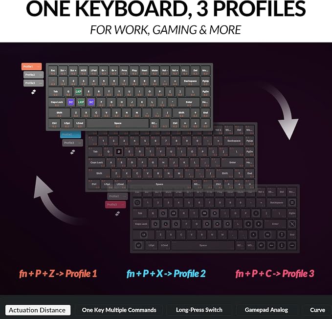 Keychron K2 HE Rapid Trigger Magnetic Wireless Custom Keyboard | QMK Launcher 2.4 GHz & Bluetooth, Hall Effect Gateron Double-Rail Magnetic Switch for Mac Windows Linux (Aluminum + Wood) - Image 4