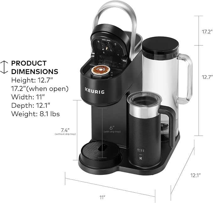 Keurig K-Café SMART Single Serve Coffee Maker with WiFi Compatibility, Latte and Cappuccino Machine with Built-In Frother, 6 Brew Sizes, Black | WIFI Brewid Smart Brewing, Built-in Milk Frother for Lattes and Cappuccinos, 6 Brew Sizes, K-Cup Pod Compat... - Image 8