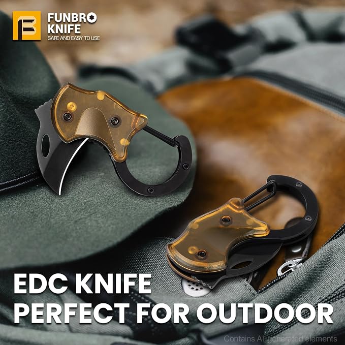 FUNBRO Small Pocket Knife, Cool Box Cutter with 1.34 Inch Sharp Blade | Edc Knives Tool (Amber) - Image 7