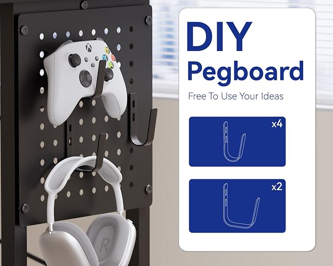 Pamray 71 Inch Large Gaming Desk with Power Outlets U Shaped Computer Desk | Spacious Workspace with USB Charging Ports & Pegboard & Headphone Hooks Suitable for PC Gaming Office Work Study and Writing - Image 2