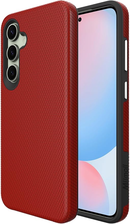 Miimall Slim Case for Galaxy S24 FE Case Rugged, [Dual Layer Protection] [Military Shockproof Drop Proof] [Anti-Slip] [Anti-Scratch] Tough Full Body Heavy Duty Cover for Samsung S24 FE, Red by Miimall