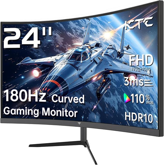 KTC 24 Inch 1500R Curved Gaming Monitor,180Hz 1ms FHD 1080p VA Monitor, Adaptive Sync, 110% sRGB, HDR Support, DisPlayPort/HDMI,Tilt, VESA for Gaming Home Office Business PS5 PC Monitors by KTC