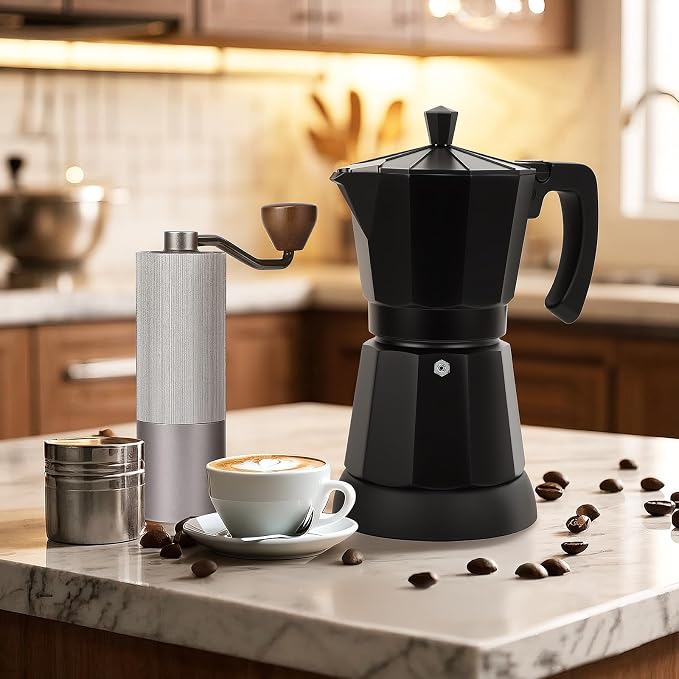 Electric Moka Pot, 3 or 6 Cup Espresso Coffee Maker, Black | Food-grade aluminum, dose reduction plate, boil-dry protection, auto-stop, detachable base, for Cuban and Italian coffee - Image 7