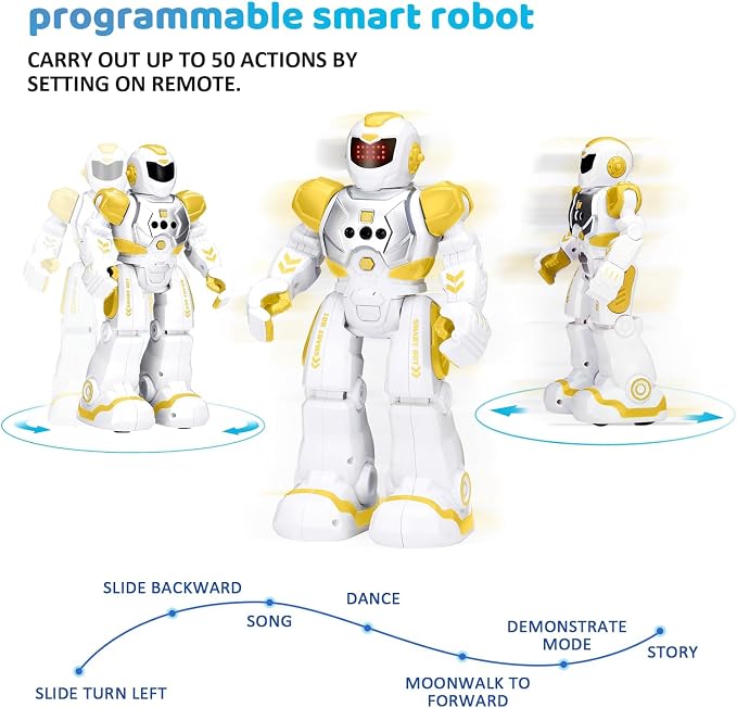 KingsDragon Robots Toy for Kids, RC Gesture Sensing Toy, Interactive Walking Singing Dancing Robot Birthday Presents for Boys Girls Age 6 7 8 9 Years Old,Yellow - Image 8