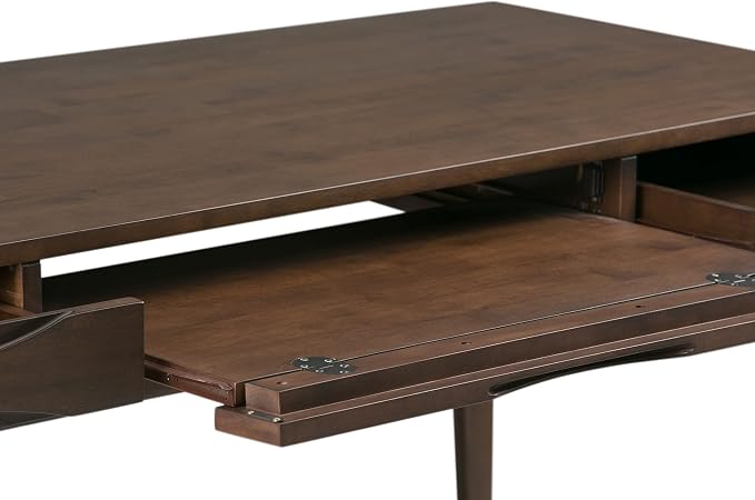 SIMPLIHOME Harper Desk and Bookcase Bundle - 60 inch Wide Solid Wood Mid Century Modern Desk with Drawers and 24 inch Wide 4-Shelf Bookcase in Walnut Brown, Home Office Furniture (Set of 2) - Image 10