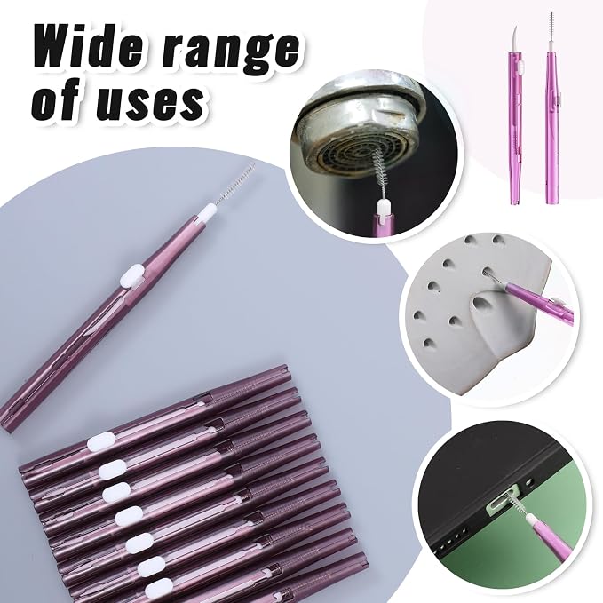 10Pcs Cell Phone Cleaning Kit, Dual Head Anti-Clogging Nylon Brushes Hook Cleaner, Multifunction Mini Cleaning Kits for 16 17 Pro Max Charging Port, Speaker, Earphone, Tablet, Camera, Keyboard, Purple - Image 4