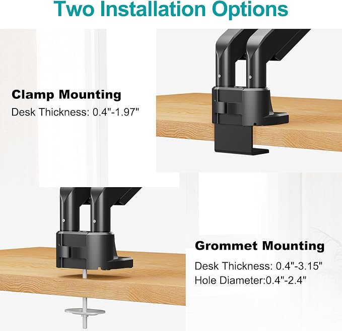 MOUNT PRO Dual Monitor Stand for Max 43 Inch Ultrawide Computer Screen, Premium Aluminum Heavy Duty Monitor Arm Holds 6.6lbs to 33lbs, Gas Spring Full Motion Display Desk Stand, VESA Mount - Image 6