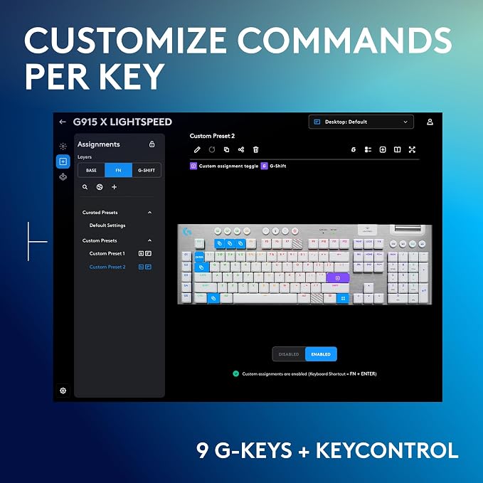 Logitech G915 X Lightspeed Wireless Gaming Keyboard (Tactile) - White | Low-Profile, Double-Shot PBT Keycaps, Fully Programmable Keys, RGB Backlighting, Sleek Aluminum Finishing, GL Brown - Image 4