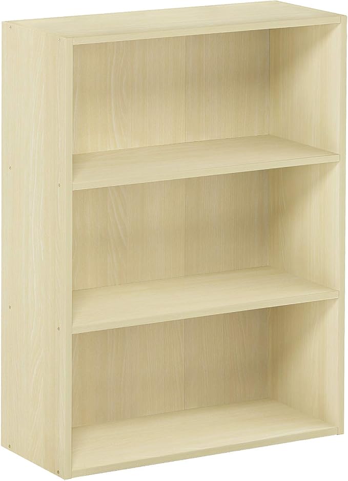 Furinno PASIR Book Shelf, 3-Tier Bookshelf, Storage Shelves Bookcase, 9.7 x 23.7 x 31.5, for Living Room, Bedroom, Home Office, Maple - Image 8